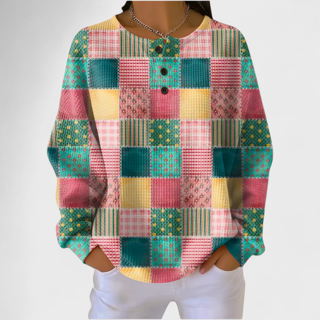 Women’s Multicolor Plaid Knit Pullover Sweater