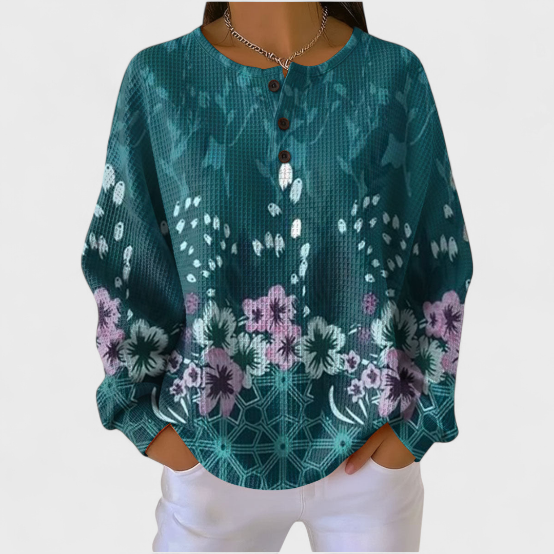 Women’s Floral Print Knit Pullover Sweater