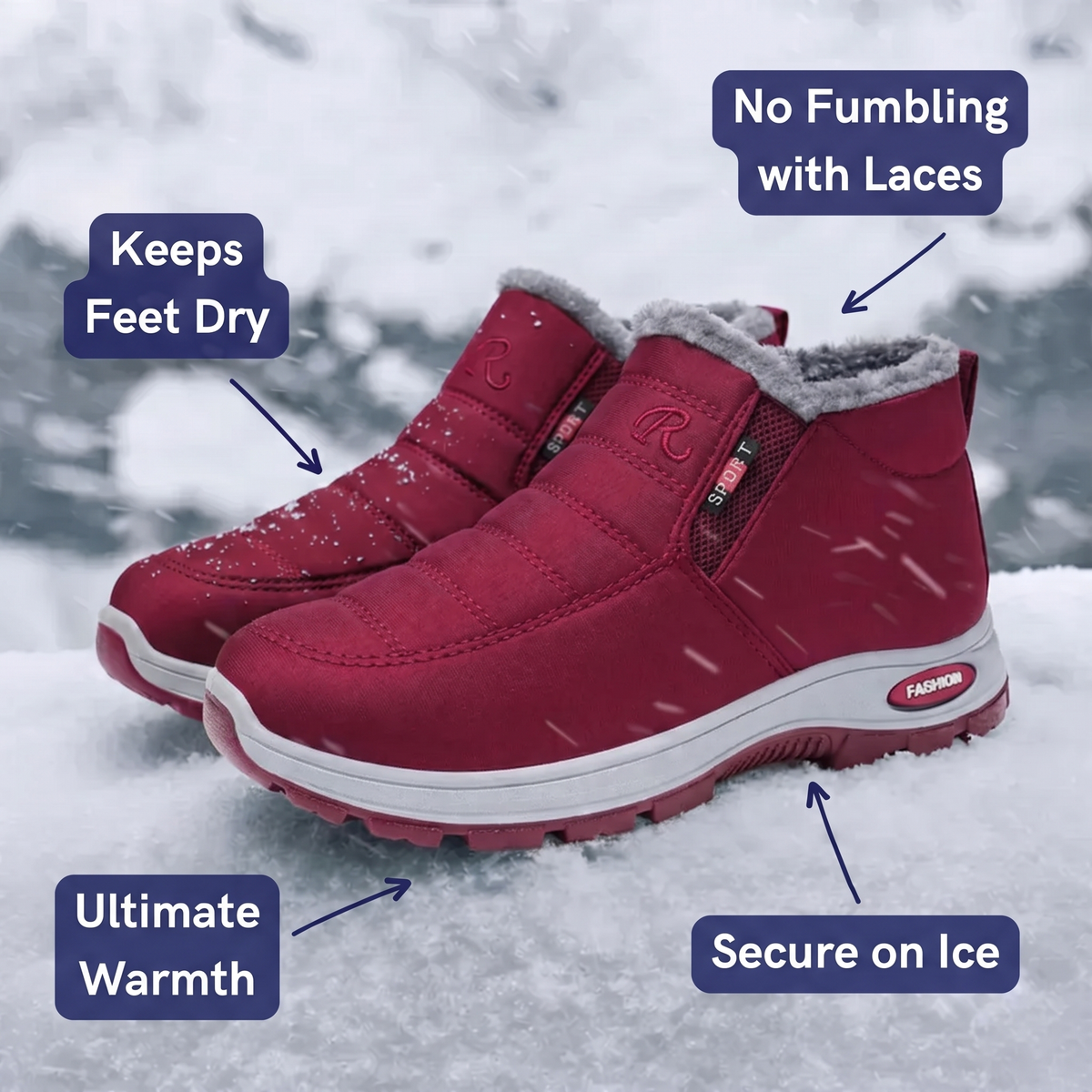 Women’s Quilted Slip-On Dark Red Ankle Boots